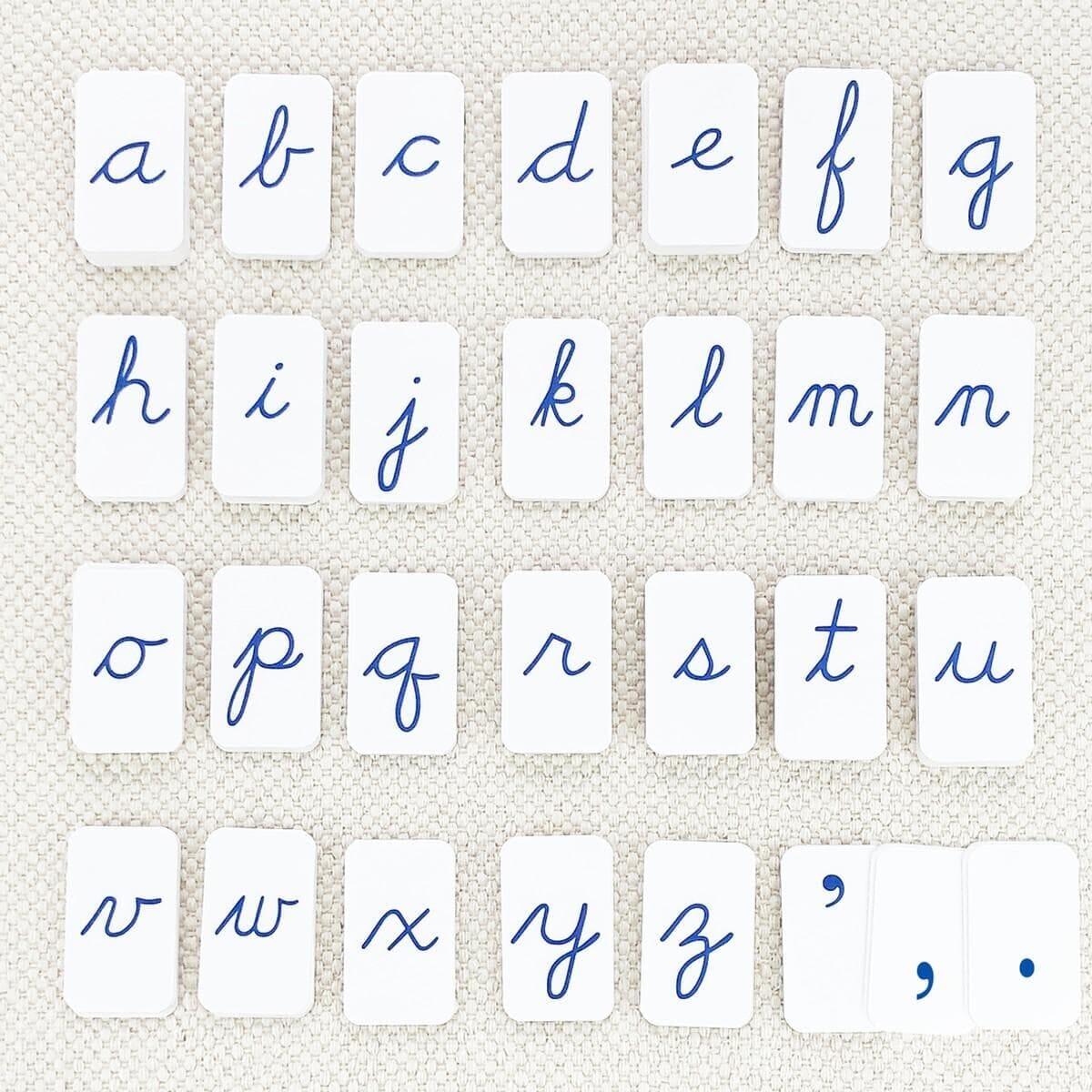 Blue Cursive Movable Alphabet with Pocket Chart - Montessori Services