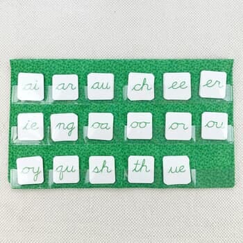 Green Digraph/Phonogram Cursive Alphabet w/Pocket Chart