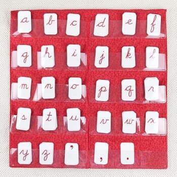Red Cursive Movable Alphabet with Pocket Chart