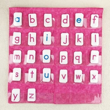 Pink/Blue Print Movable Alphabet with Pocket Chart